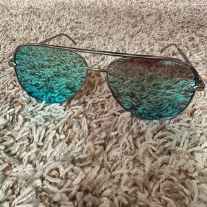 Quay Australia Aviator Sunglasses with Teal Lenses